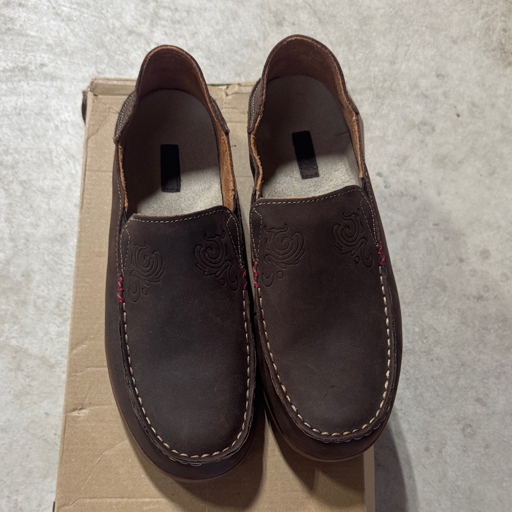 OluKai Women's Dark Brown Slip-On Loafers